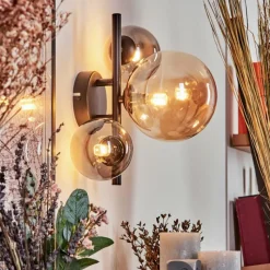 hofstein Applique murale - Verre 10, 15 cm Chehalis Ambre, Fumé, 3 lumières