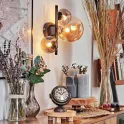 hofstein Applique murale - Verre 10, 15 cm Chehalis Ambre, Fumé, 3 lumières