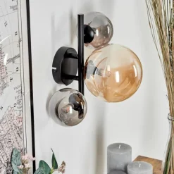 hofstein Applique murale - Verre 10, 15 cm Chehalis Ambre, Fumé, 3 lumières