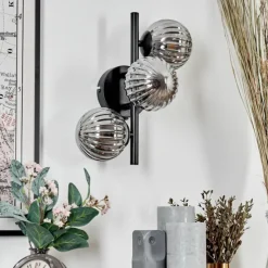 hofstein Applique murale - Verre 10 cm Chehalis Fumé, 3 lumières