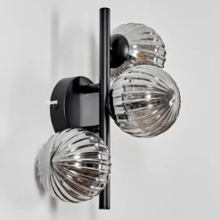 hofstein Applique murale - Verre 10 cm Chehalis Fumé, 3 lumières