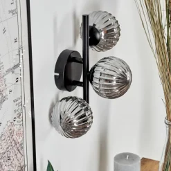 hofstein Applique murale - Verre 10 cm Chehalis Fumé, 3 lumières