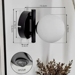 hofstein Applique murale - Verre 10 cm Chehalis Blanc, 1 lumière