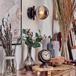 hofstein Applique murale - Verre 12 cm Chehalis Fumé, 1 lumière