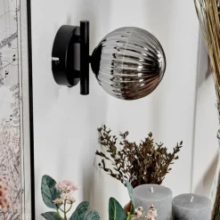 hofstein Applique murale - Verre 12 cm Chehalis Fumé, 1 lumière