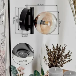 hofstein Applique murale - Verre 10 cm Chehalis Ambre, 1 lumière