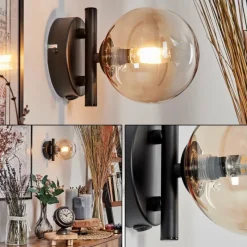 hofstein Applique murale - Verre 12 cm Chehalis Ambre, Clair, 1 lumière