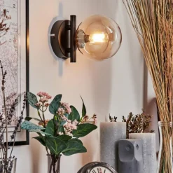 hofstein Applique murale - Verre 12 cm Chehalis Ambre, Clair, 1 lumière