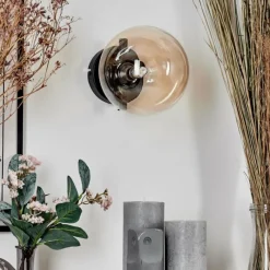 hofstein Applique murale - Verre 15 cm Chehalis Ambre, Clair, 1 lumière