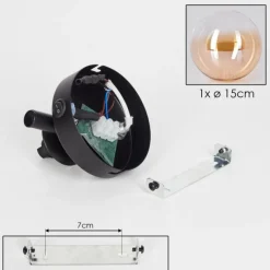 hofstein Applique murale - Verre 15 cm Chehalis Ambre, Clair, 1 lumière