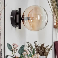 hofstein Applique murale - Verre 15 cm Chehalis Ambre, Clair, 1 lumière