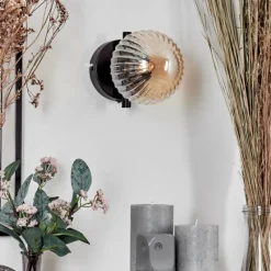 hofstein Applique murale - Verre 12 cm Chehalis Ambre, 1 lumière