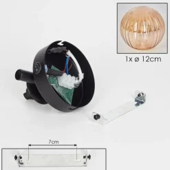 hofstein Applique murale - Verre 12 cm Chehalis Ambre, 1 lumière