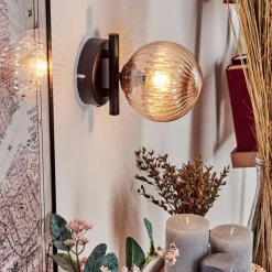 hofstein Applique murale - Verre 12 cm Chehalis Ambre, 1 lumière