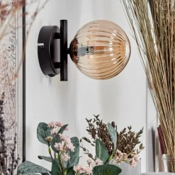 hofstein Applique murale - Verre 12 cm Chehalis Ambre, 1 lumière