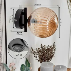 hofstein Applique murale - Verre 15 cm Chehalis Ambre, 1 lumière