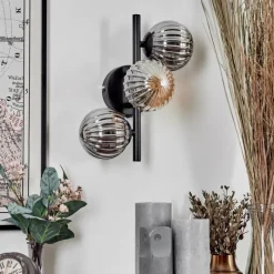 hofstein Applique murale - Verre 10 cm Chehalis Ambre, Fumé, 3 lumières