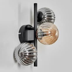 hofstein Applique murale - Verre 10 cm Chehalis Ambre, Fumé, 3 lumières