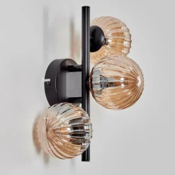 hofstein Applique murale - Verre 10 cm Chehalis Ambre, 3 lumières