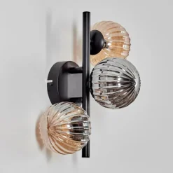 hofstein Applique murale - Verre 10 cm Chehalis Ambre, Fumé, 3 lumières