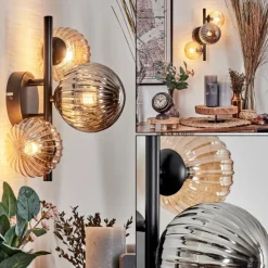 hofstein Applique murale - Verre 10 cm, 12 cm Chehalis Ambre, Fumé, 3 lumières