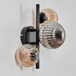 hofstein Applique murale - Verre 10 cm, 12 cm Chehalis Ambre, Fumé, 3 lumières