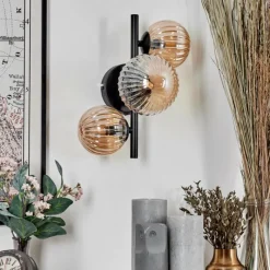 hofstein Applique murale - Verre 10 cm, 12 cm Chehalis Ambre, 3 lumières