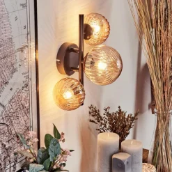 hofstein Applique murale - Verre 10 cm, 12 cm Chehalis Ambre, 3 lumières