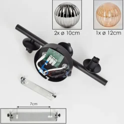 hofstein Applique murale - Verre 10 cm, 12 cm Chehalis Ambre, Fumé, 3 lumières