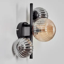 hofstein Applique murale - Verre 10 cm, 12 cm Chehalis Ambre, Fumé, 3 lumières