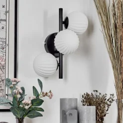 hofstein Applique murale - Verre 10 cm Chehalis Blanc, 3 lumières