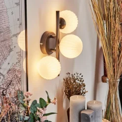 hofstein Applique murale - Verre 10 cm Chehalis Blanc, 3 lumières