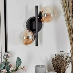 hofstein Applique murale - Verre 10 cm Chehalis Ambre, Clair, 2 lumières