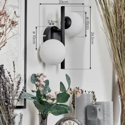 hofstein Applique murale - Verre 10 cm Chehalis Blanc, 2 lumières