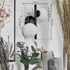 hofstein Applique murale - Verre 10 cm Chehalis Blanc, 2 lumières