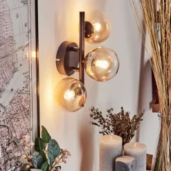 hofstein Applique murale - Verre 10 cm Chehalis Ambre, Clair, 3 lumières