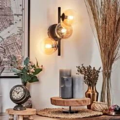 hofstein Applique murale - Verre 10 cm Chehalis Ambre, Clair, 3 lumières