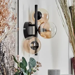 hofstein Applique murale - Verre 10 cm Chehalis Ambre, Clair, 3 lumières