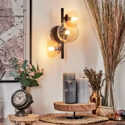 hofstein Applique murale - Verre 10 cm, 12 cm Chehalis Ambre, Clair, 3 lumières