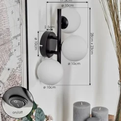 hofstein Applique murale - Verre 10 cm Chehalis Blanc, 3 lumières