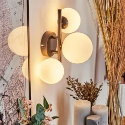 hofstein Applique murale - Verre 10 cm, 12 cm Chehalis Blanc, 3 lumières