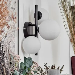 hofstein Applique murale - Verre 10 cm, 12 cm Chehalis Blanc, 3 lumières