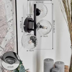 hofstein Applique murale - Verre 10 cm Chehalis Clair, 3 lumières