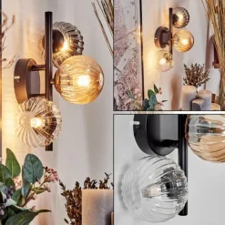 hofstein Applique murale - Verre 10 cm Chehalis Ambre, Clair, Fumé, 3 lumières