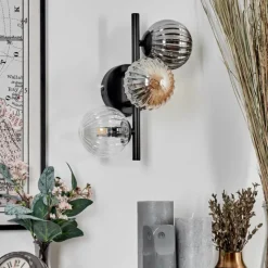 hofstein Applique murale - Verre 10 cm Chehalis Ambre, Clair, Fumé, 3 lumières