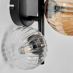 hofstein Applique murale - Verre 10 cm, 12 cm Chehalis Ambre, Clair, Fumé, 3 lumières