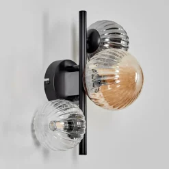 hofstein Applique murale - Verre 10 cm, 12 cm Chehalis Ambre, Clair, Fumé, 3 lumières