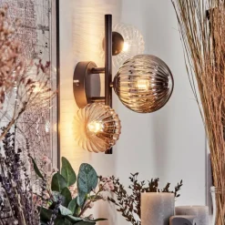 hofstein Applique murale - Verre 10 cm, 12 cm Chehalis Ambre, Clair, Fumé, 3 lumières