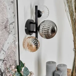 hofstein Applique murale - Verre 10 cm, 12 cm Chehalis Ambre, Clair, Fumé, 3 lumières