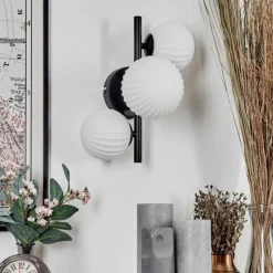 hofstein Applique murale - Verre 10 cm, 12 cm Chehalis Blanc, 3 lumières